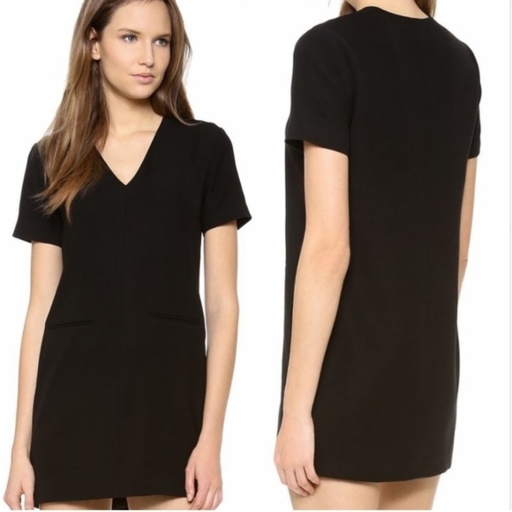T By Alexander Wang V-Neck Short Sleeve Shift Mini Black Dress Women’s Size 4